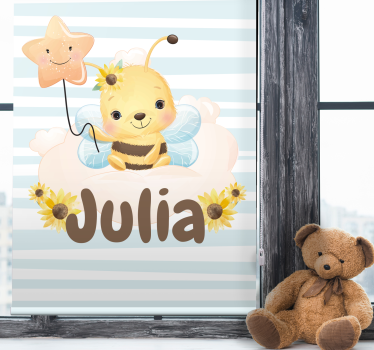 Rollo Fenster Kinderzimmer süße biene mit namen - TenStickers