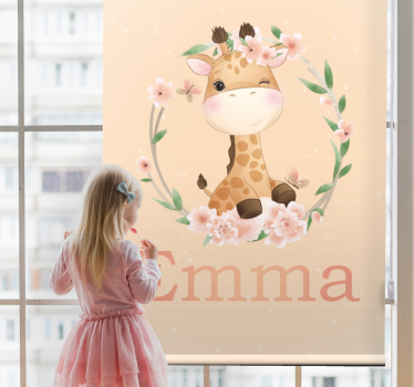 Babygiraffe „Name“ Rollo Kinderzimmer - TenStickers