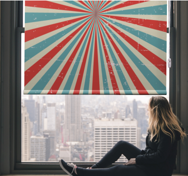 Rollo Fenster Jugendzimmer Retro Muster blau rot - TenStickers