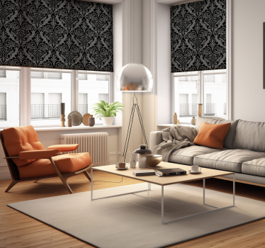 Schwarzes Damask Muster Rollos für Wohnzimmer - TenStickers
