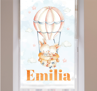 Pastell-Hasen und Ballon Rollo Kinderzimmer - TenStickers