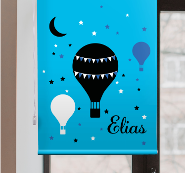 Zeichnungen Rollo Schwarze und blaue luftballons mit sternen und  - TenStickers