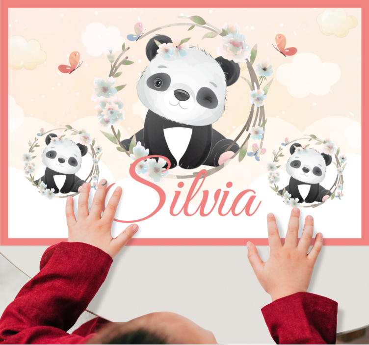 Tischset kinder bezauberndes panda-arrangement - TenStickers