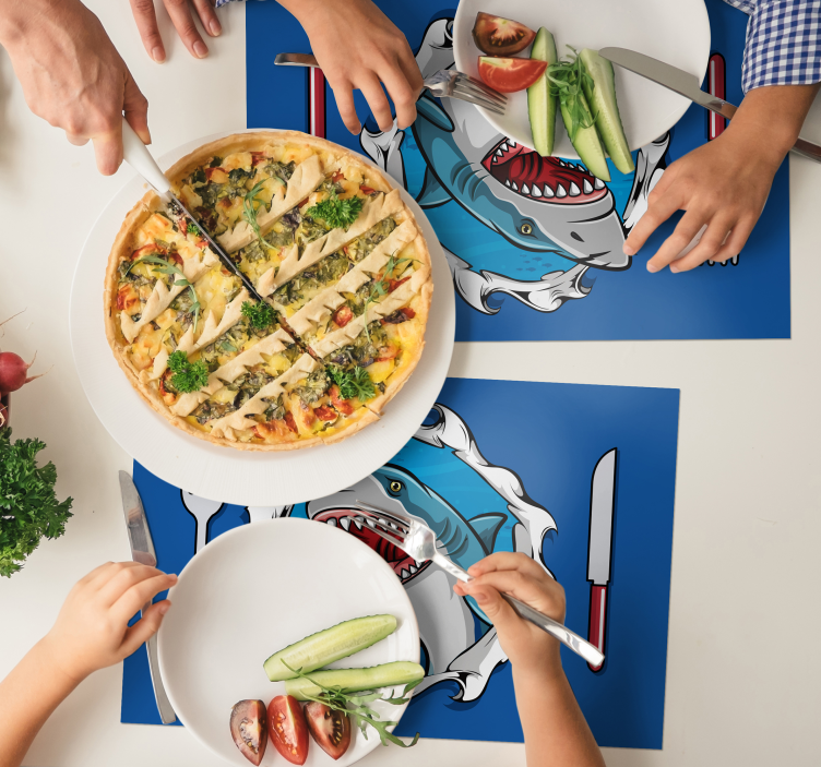 Tischset Fisch Großer hai 3D - TenStickers