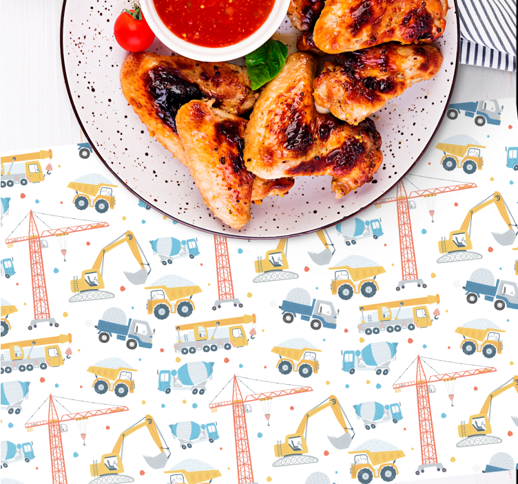 Tischset Kinder Pastellfarbene baufahrzeuge - TenStickers