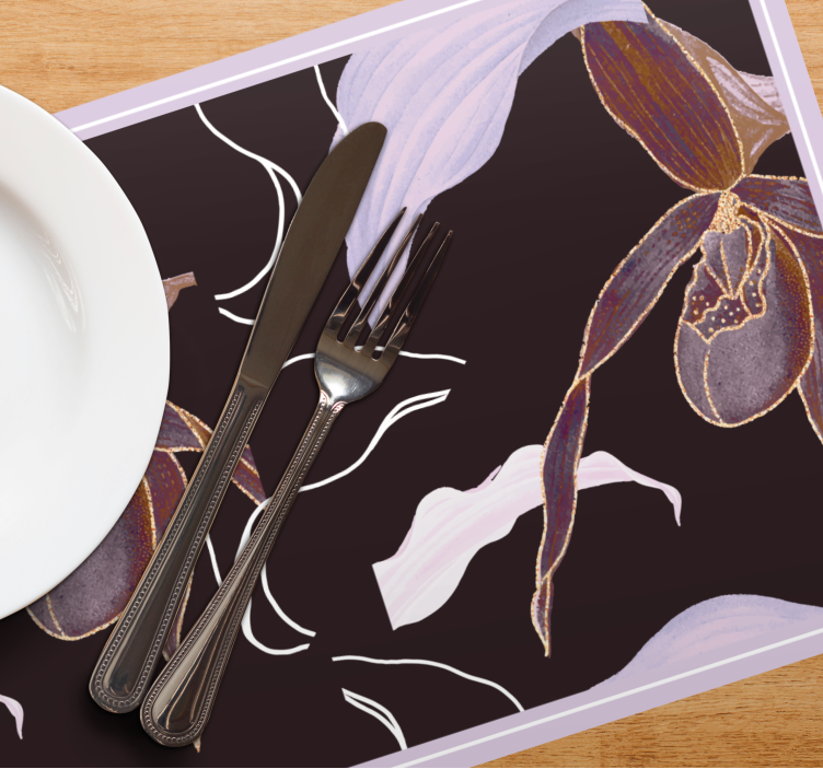 Tischset elegant mit orchideenblütenmuster - TenStickers