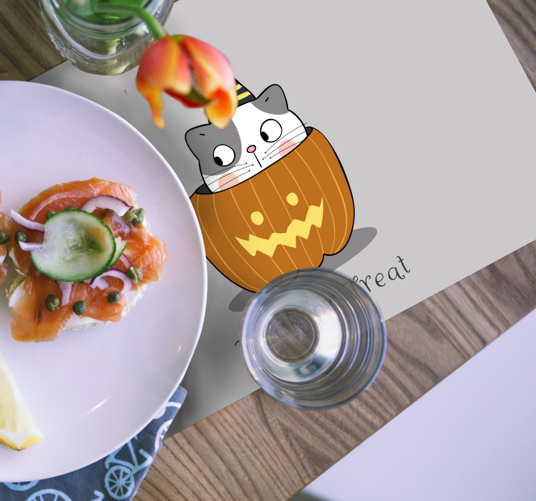 Tischset halloween katze im kürbis - TenStickers