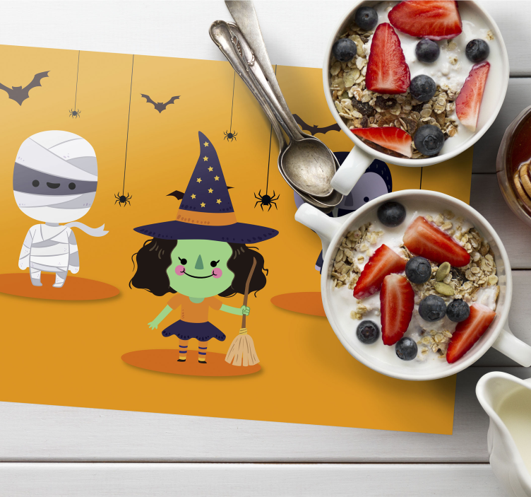 Tischset halloween mit verspielten halloween-figuren - TenStickers
