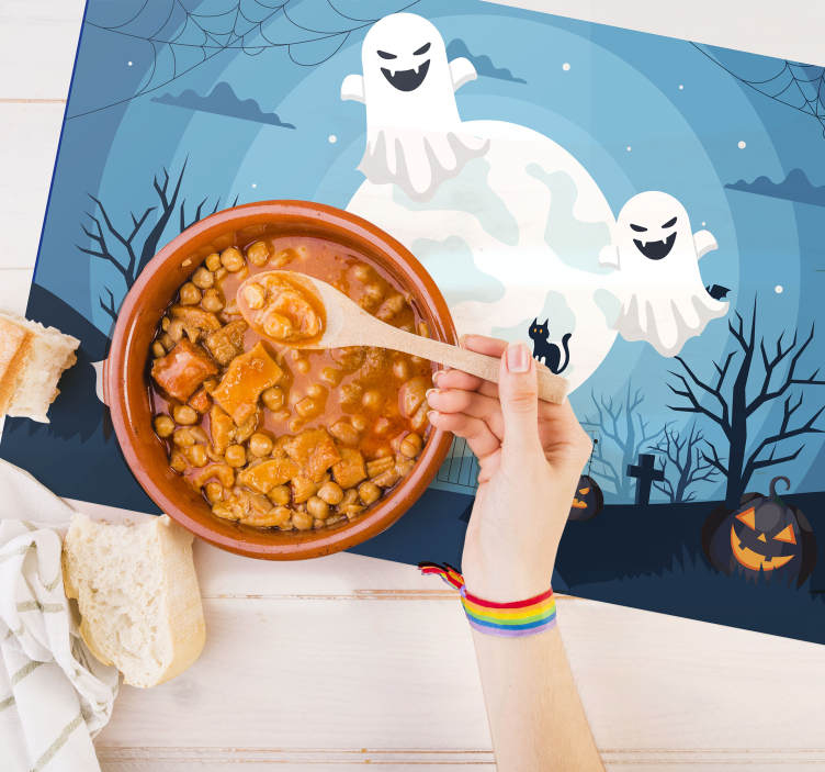Tischset halloween mit verspielter geisterszene - TenStickers