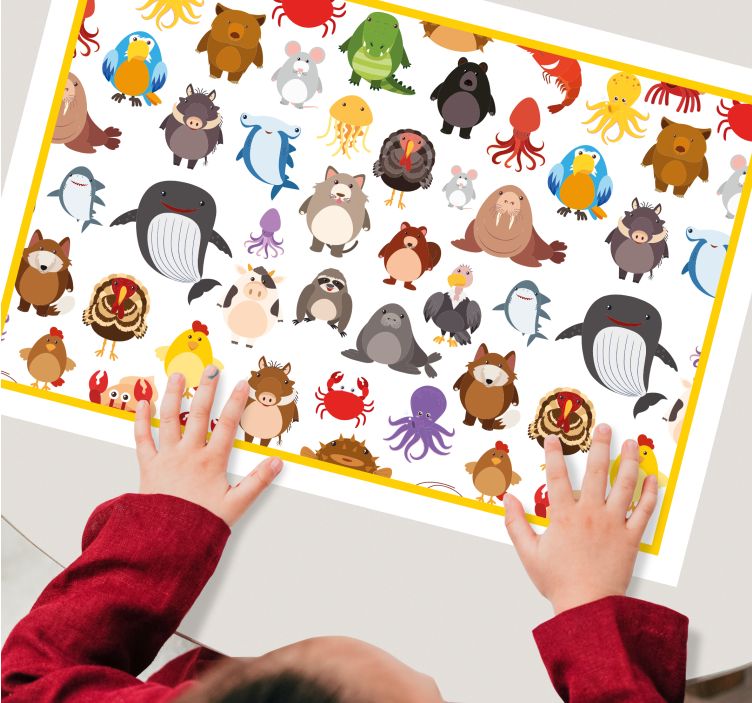Tischset kinder bunte tierkollektion - TenStickers