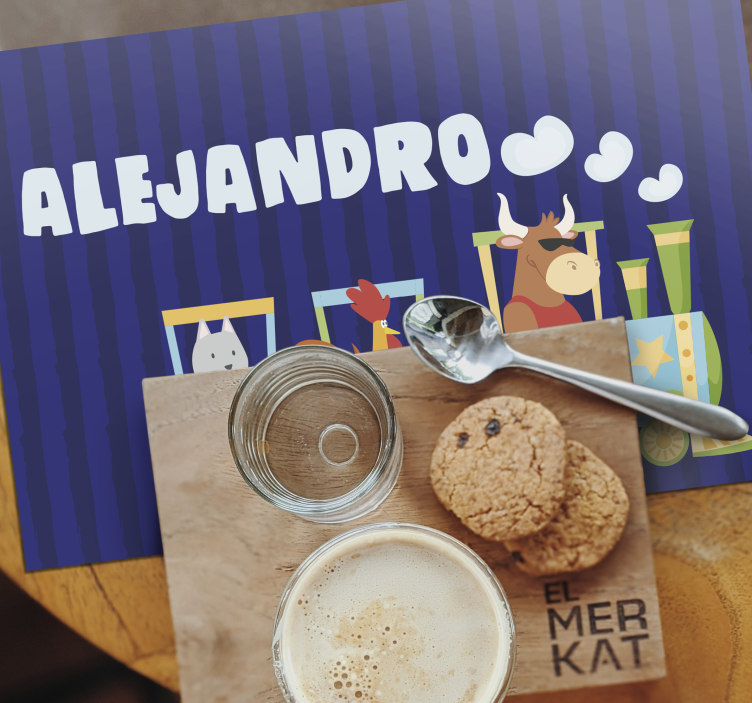 Tischset kinder bunte zugtiere - TenStickers