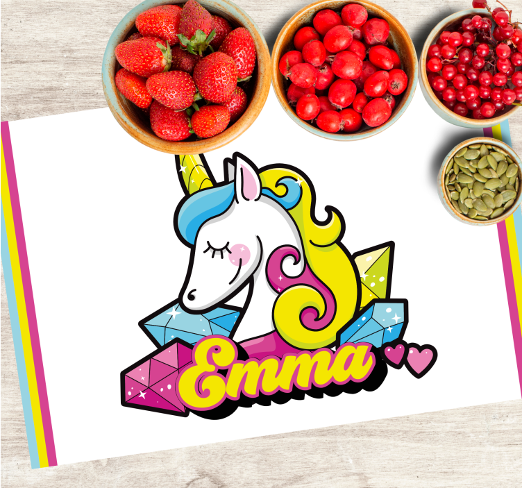 Tischset kinder einhorn edelstein thema - TenStickers