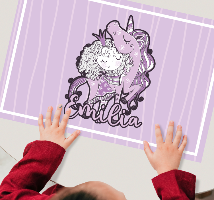 Tischset kinder einhorn umarmung - TenStickers