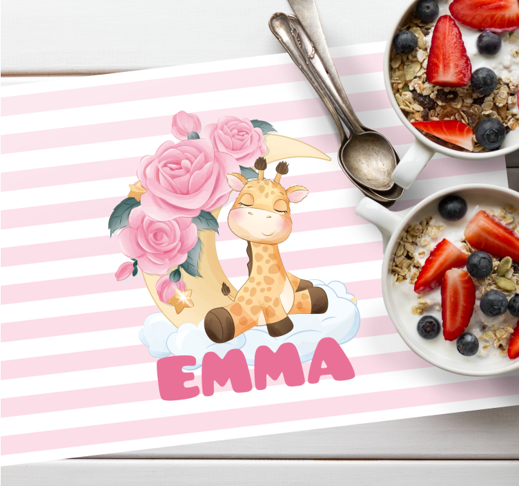 Tischset kinder giraffe mit rosen - TenStickers