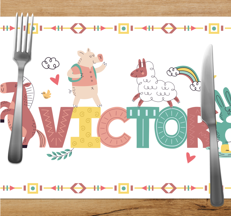 Tischset kinder mit freundlichen tierfiguren - TenStickers