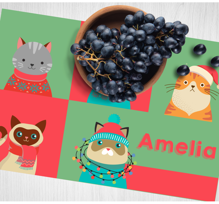Tischset kinder mit niedlichen cartoon-katzen - TenStickers