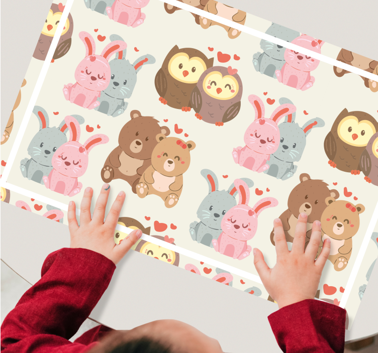 Tischset kinder mit niedlichen tierpaaren - TenStickers