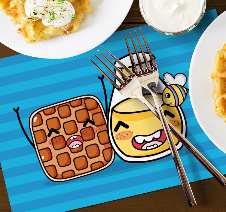 Tischset kinder mit niedlichen waffeln und honig - TenStickers