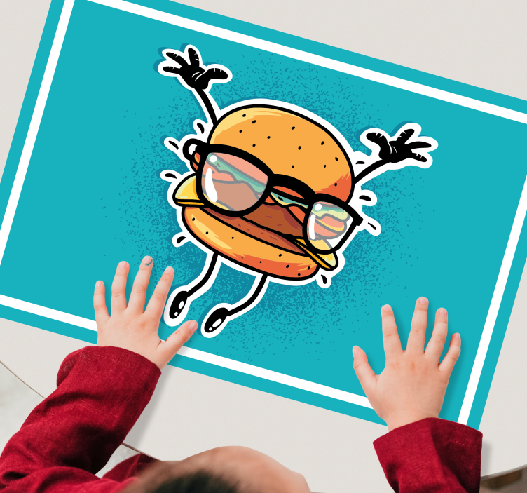 Tischset kinder mit springendem hamburger charakter - TenStickers