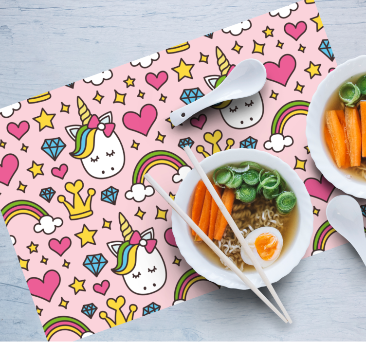 Tischset kinder mit süßem einhornmuster - TenStickers