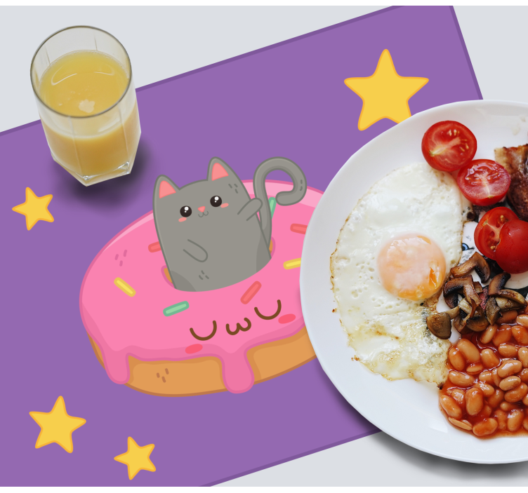 Tischset kinder mit süßem katzen-donut - TenStickers