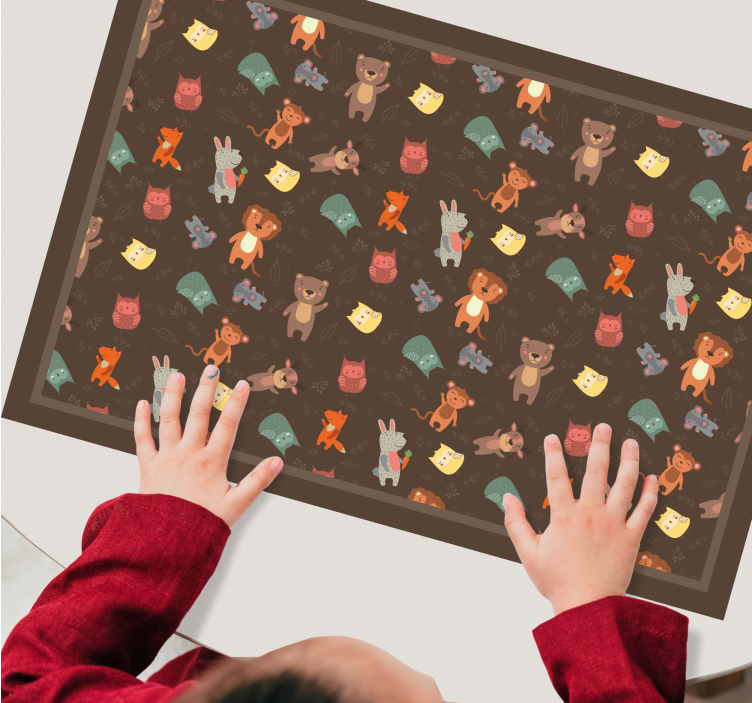 Tischset kinder mit tiercharakter-muster - TenStickers
