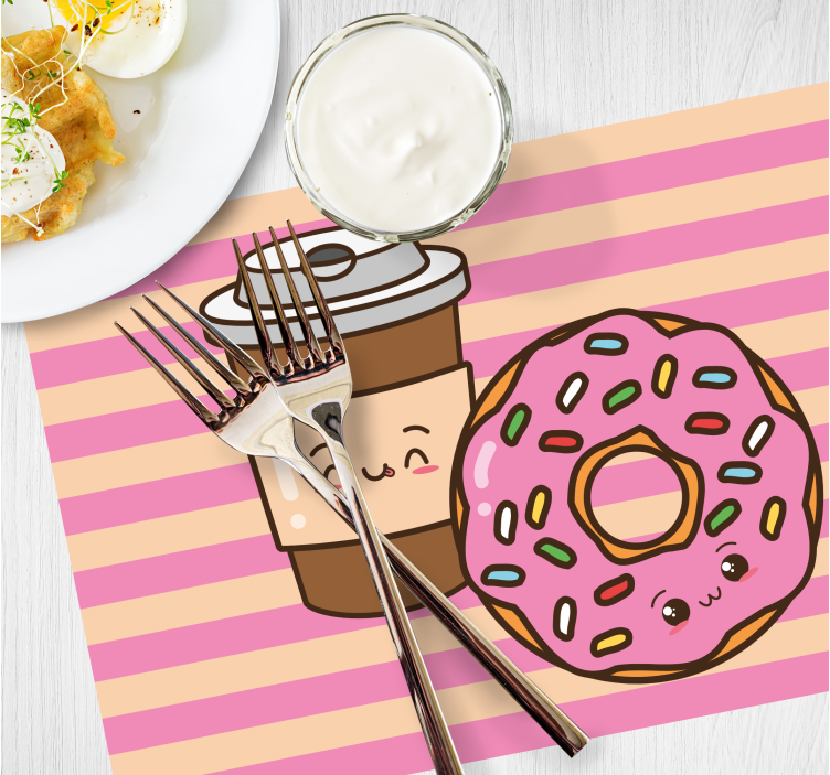 Tischset kinder niedlicher kaffee donut - TenStickers