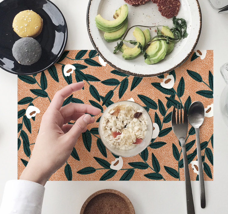 Tischset mit blattmuster tischdecke - TenStickers