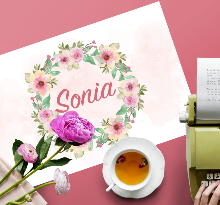 Tischset mit Namen Blumenkranz - TenStickers