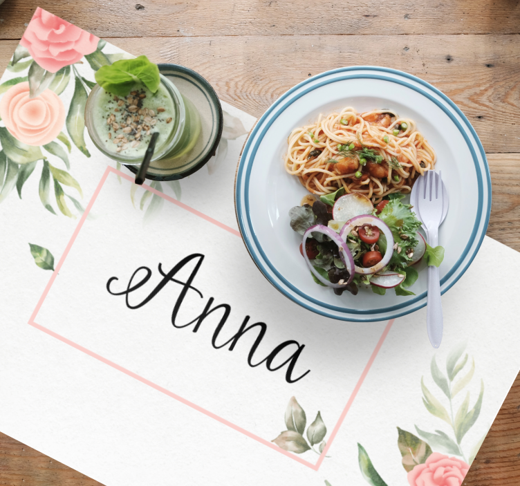 Tischset mit namen florale personalisierbare platzsets - TenStickers