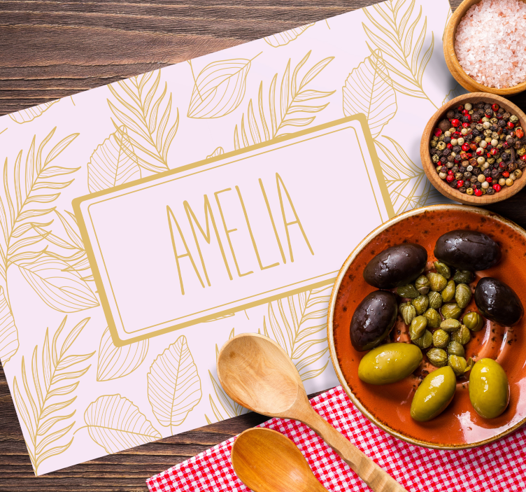 Tischset mit namen im personalisierten blätterdesign - TenStickers