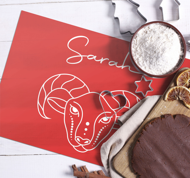 Tischset mit namen und stilisierter widder-illustration - TenStickers