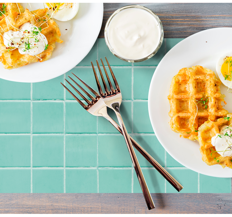 Tischset mit türkisfarbener fliesenoberfläche - TenStickers