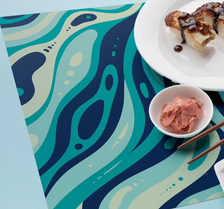 Tischset mit wellenförmigen aqua-mustern - TenStickers