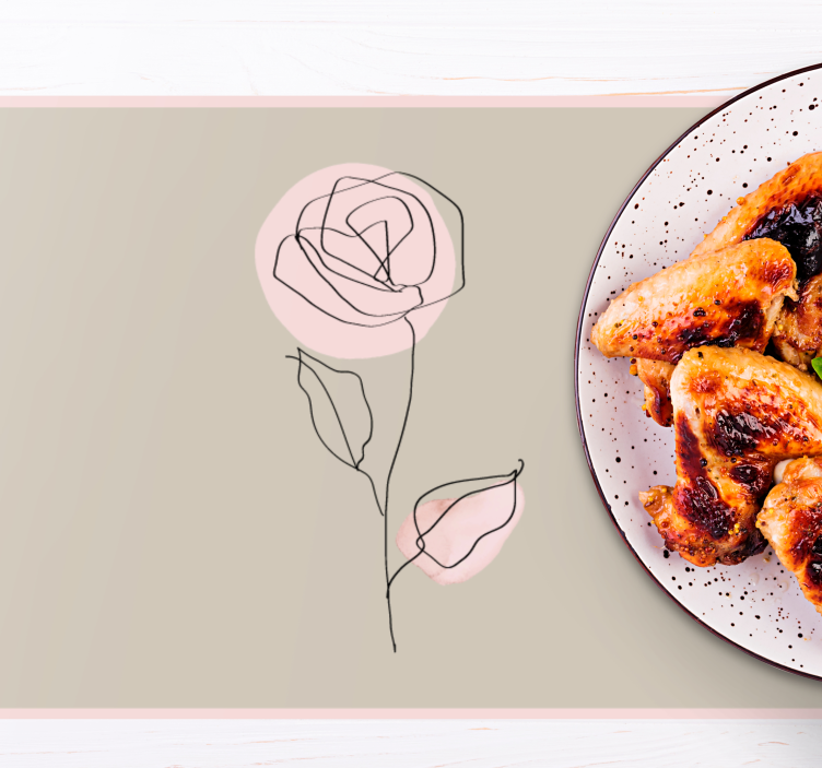 Tischset modern elegante rosenkontur - TenStickers