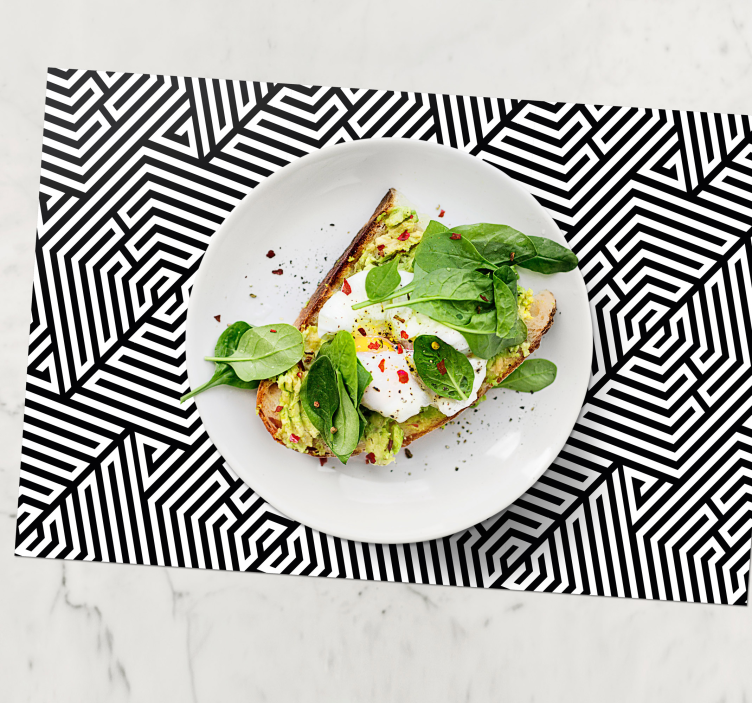 Tischset modern geometrisches schwarzes muster - TenStickers