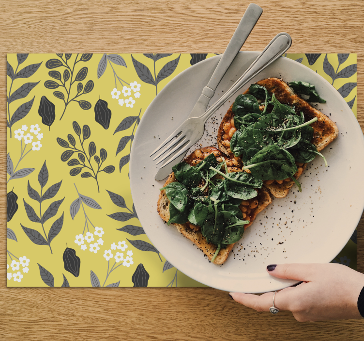 Tischset modern mit floralen gelben motiven - TenStickers