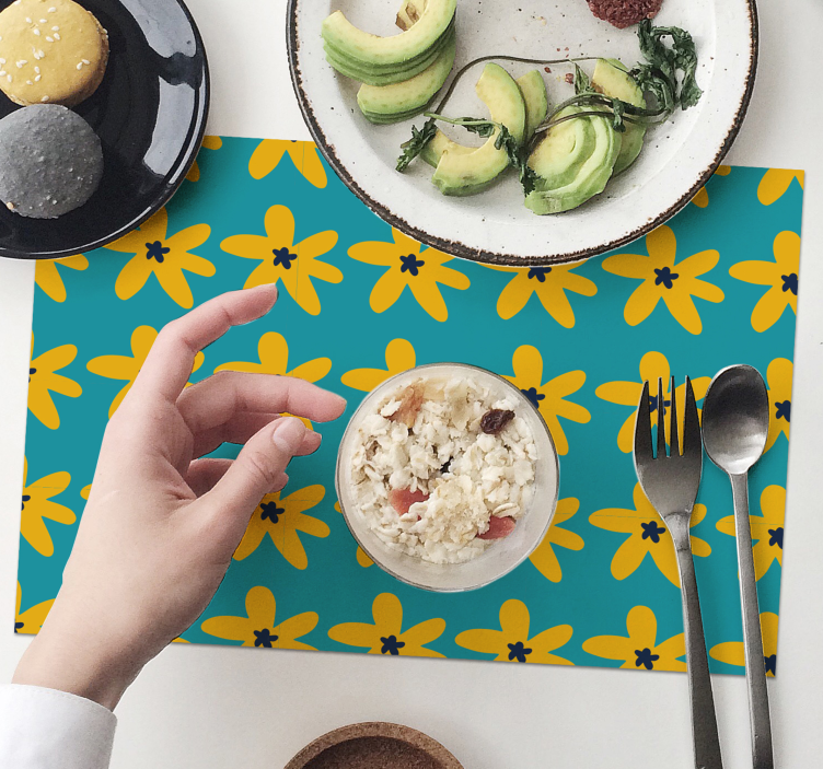 Tischset modern mit lebhaftem blumenmuster - TenStickers