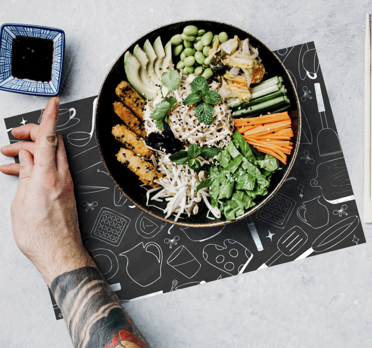 Tischset modern Küchengeräte und Lebensmittel - TenStickers