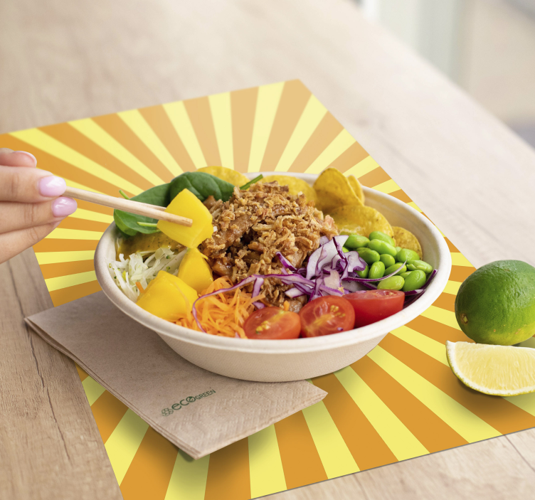 Tischset text mit kräftigem sonnenstrahlenmuster - TenStickers