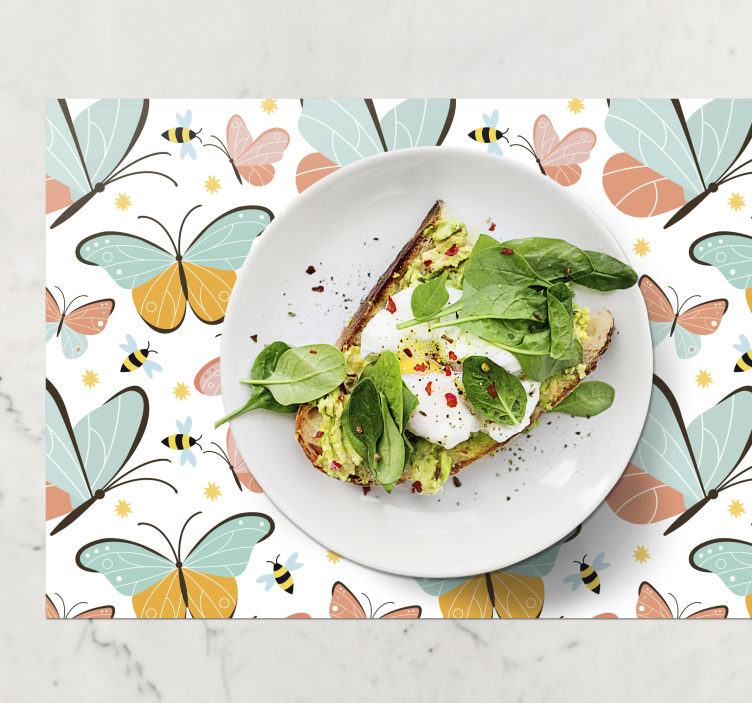 Tischset text schmetterlingsmuster freude - TenStickers