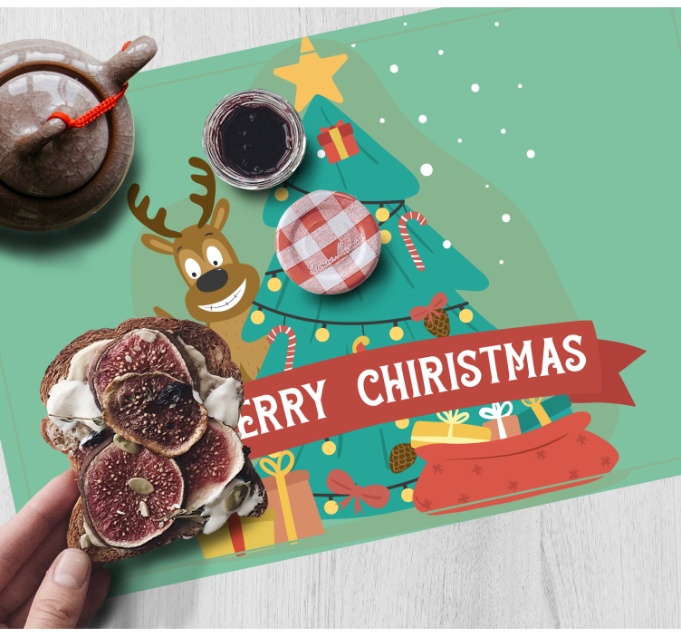 Tischset weihnachten fröhlicher feiertagsbaum - TenStickers