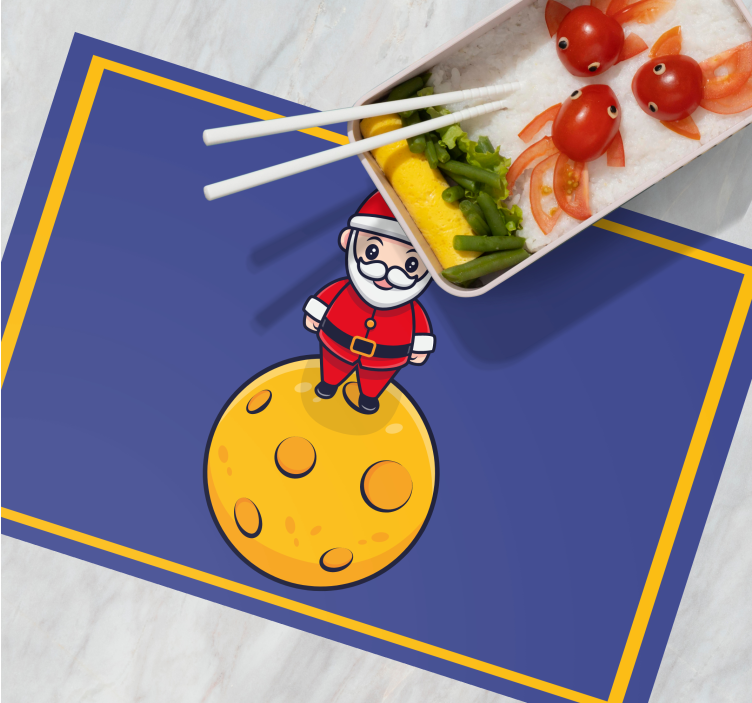 Tischset weihnachten santa auf dem mond - TenStickers