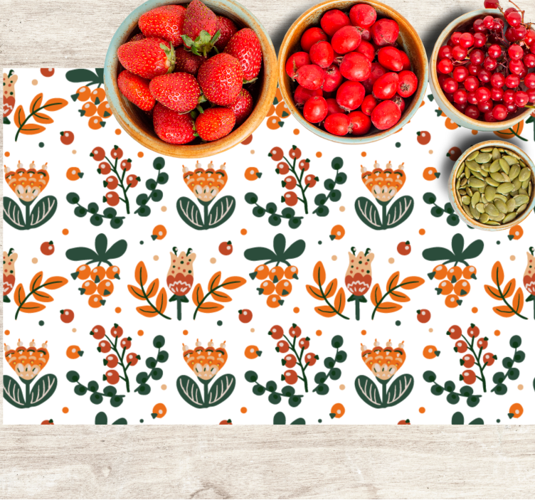 Tischsets originell botanisches arrangement mit blattwerk - TenStickers