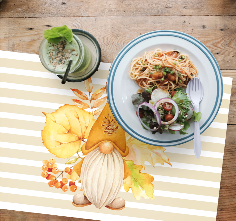 Tischsets originell gnom mit herbstblättern - TenStickers