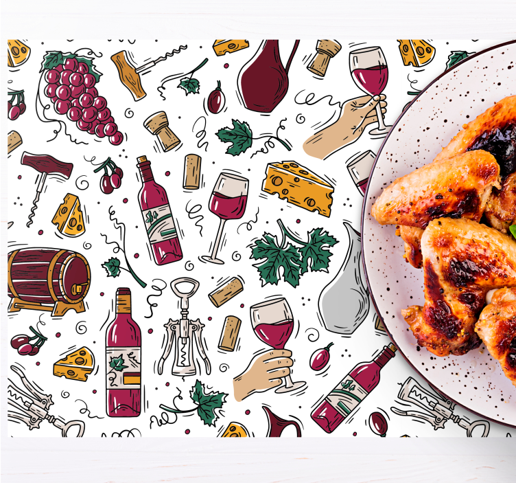Tischsets originell im wein und käse design - TenStickers