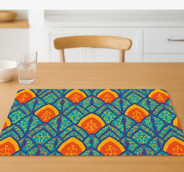 Tischsets originell mit buntem indischem pfauenmuster - TenStickers