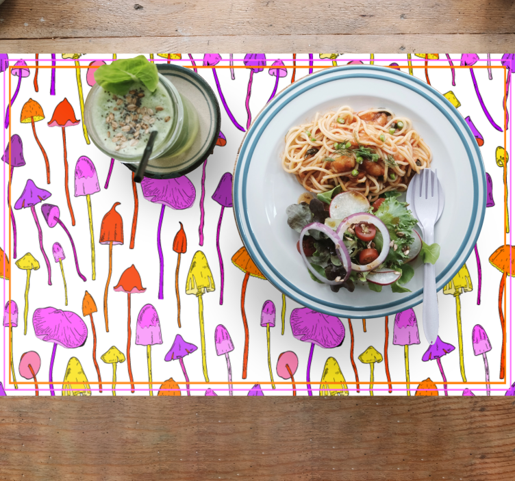 Tischsets originell mit buntem pilzmuster - TenStickers