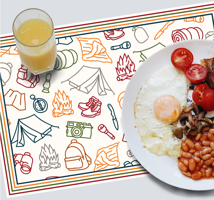 Tischsets originell mit camping abenteuer icons - TenStickers