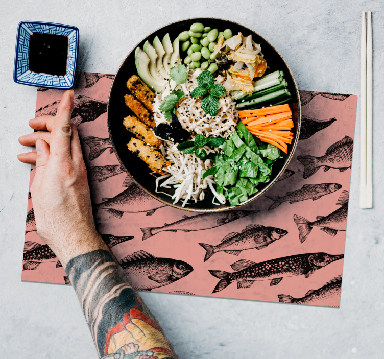 Tischsets originell mit fischmuster kunst - TenStickers